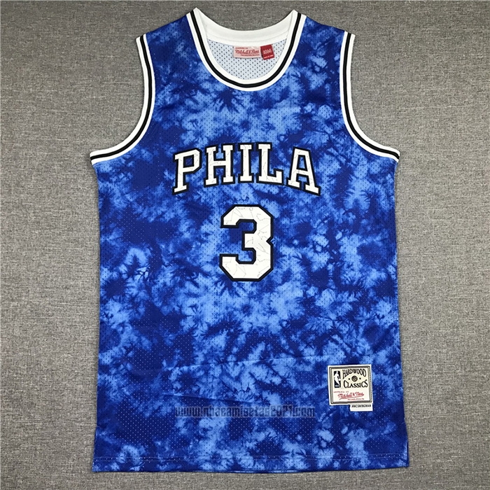 Camiseta Philadelphia 76ers Allen Iverson #3 Galaxy Azul
